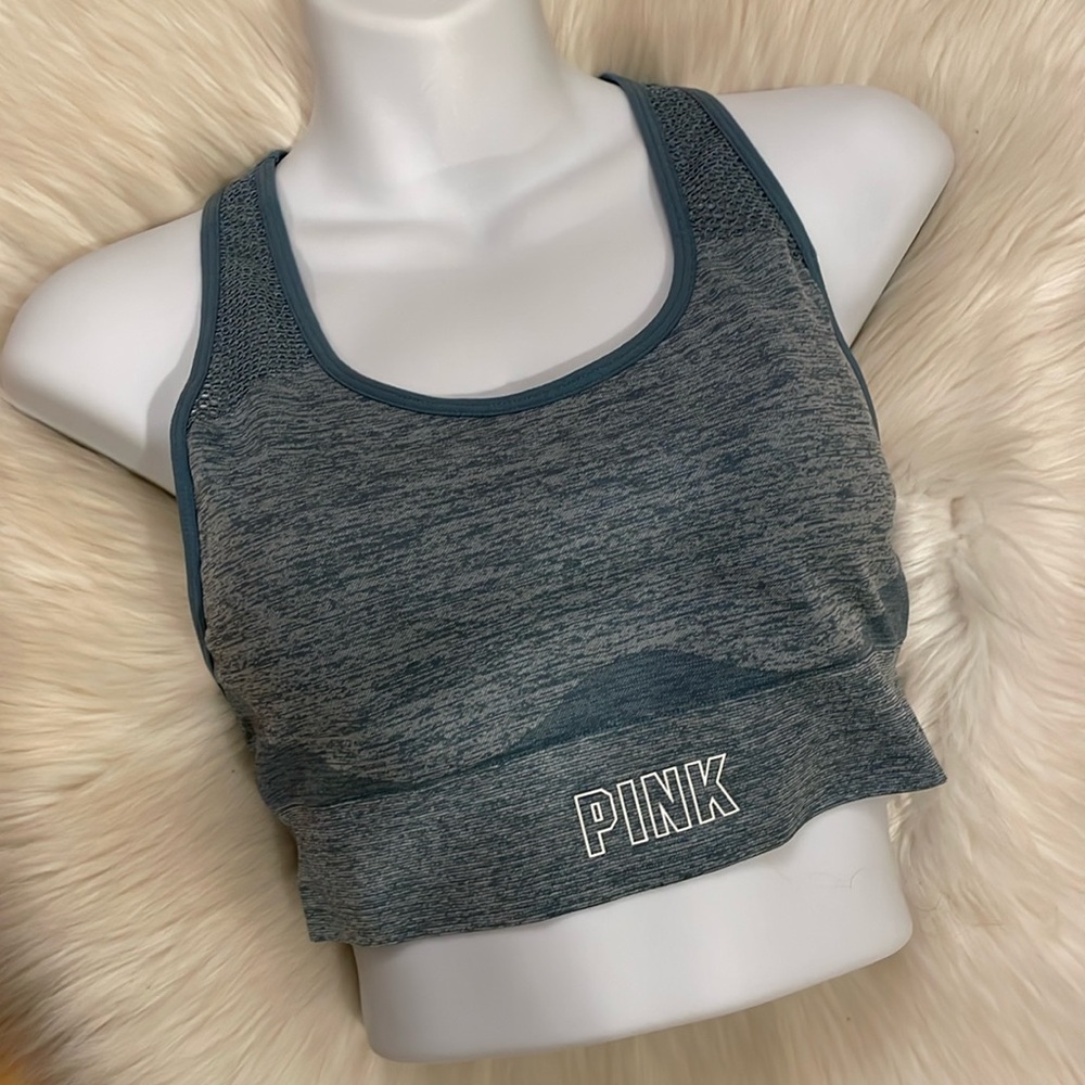 PINK VS Sport Teal  Microstriped Sports Bra